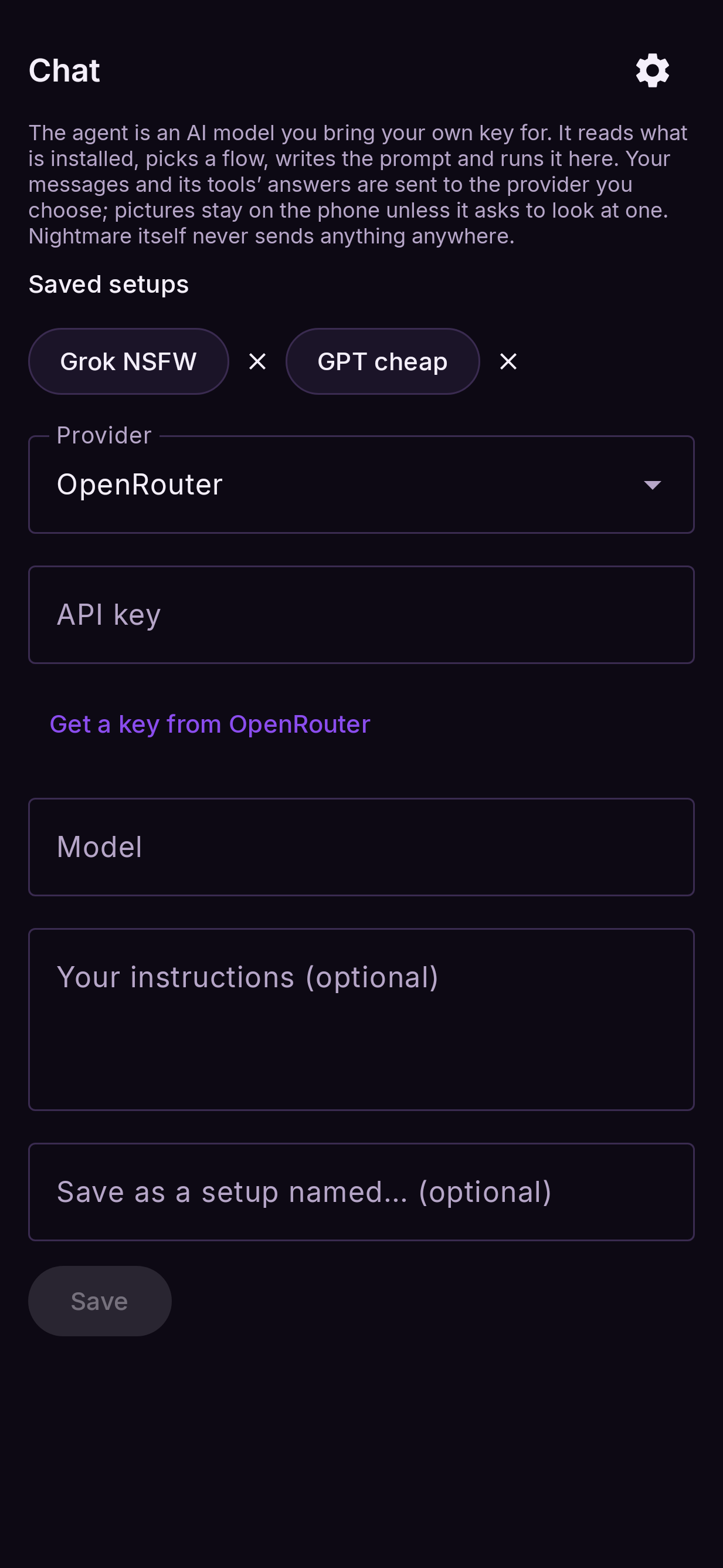 Agent setup