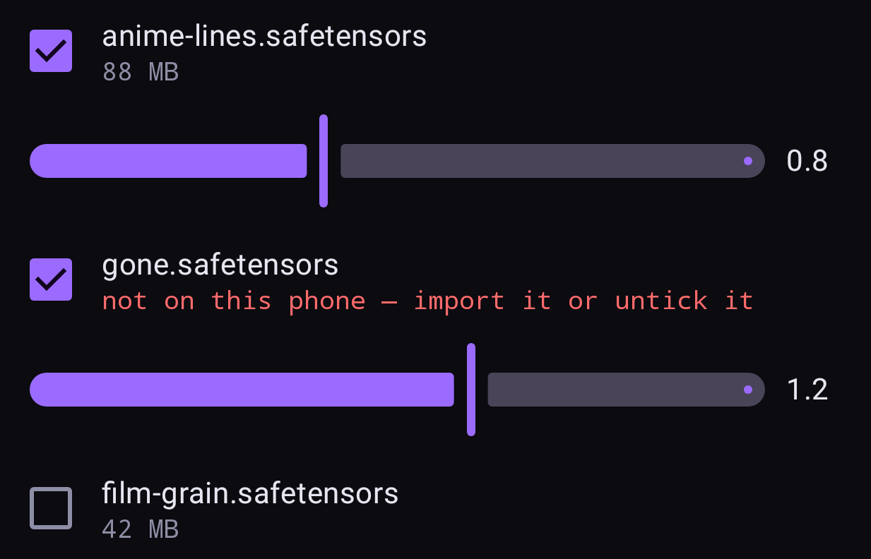 The LoRA picker on a generator node