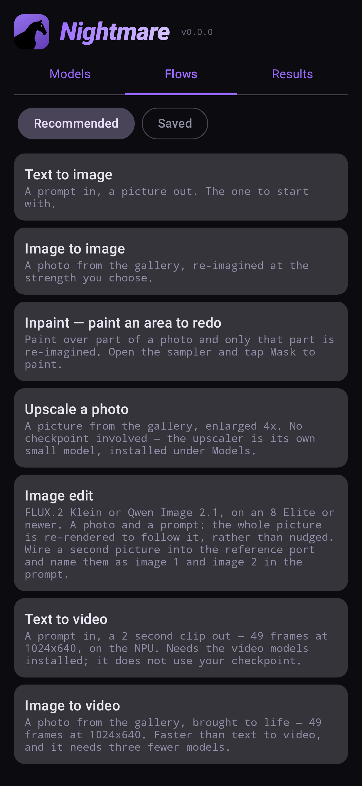 The Flows tab